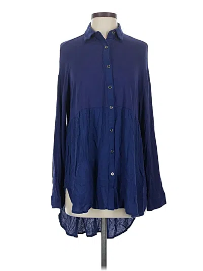 Pre-owned Everleigh Long Sleeve Blouse In Blue