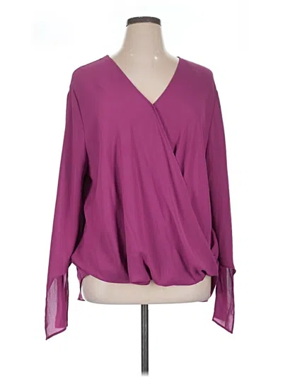 Pre-owned Everleigh Long Sleeve Blouse In Purple