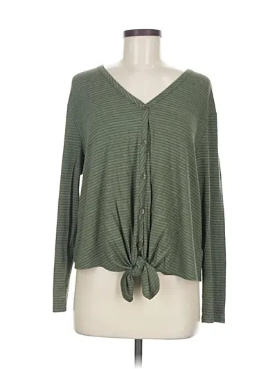 Pre-owned Everleigh Long Sleeve Henley Shirt In Green