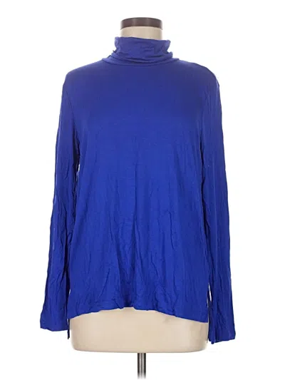 Pre-owned Everleigh Long Sleeve Top Blue Turtleneck Tops