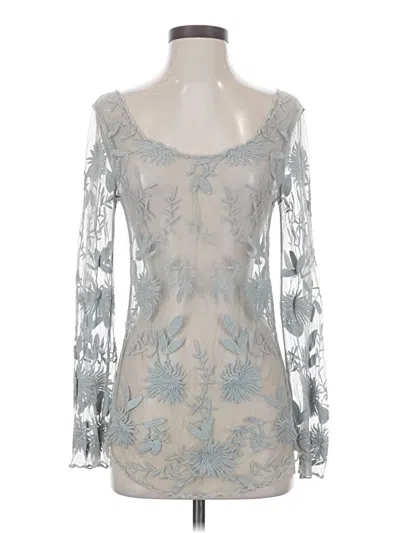 Pre-owned Everleigh Long Sleeve Top Silver Sweetheart Neckline Tops