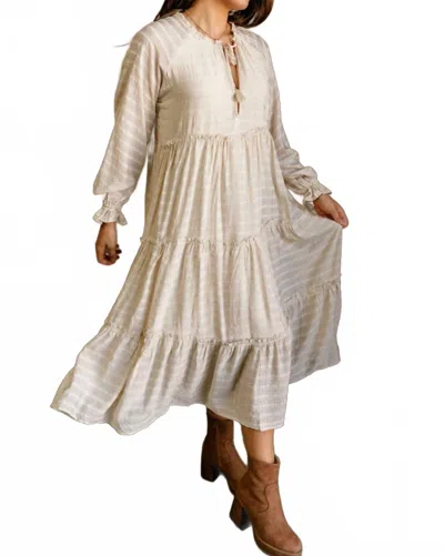 Everleigh Mallory Tiered Midi Dress In Cream In Neutral