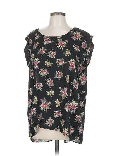 Pre-owned Everleigh Short Sleeve Blouse In Black