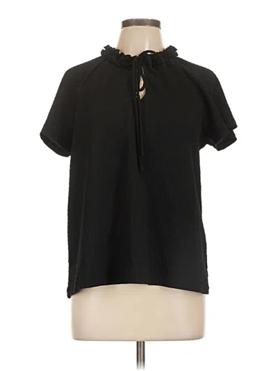 Pre-owned Everleigh Short Sleeve Blouse In Black