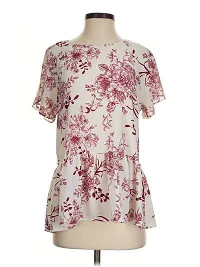 Pre-owned Everleigh Short Sleeve Blouse In Ivory