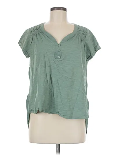 Pre-owned Everleigh Short Sleeve Top Green Keyhole Neckline Tops