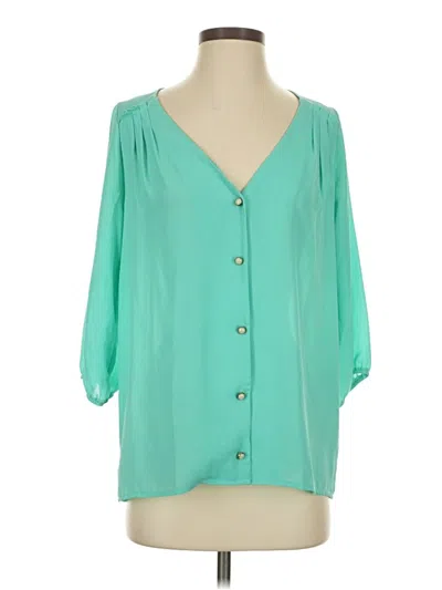 Pre-owned Everly 3/4 Sleeve Blouse In Blue