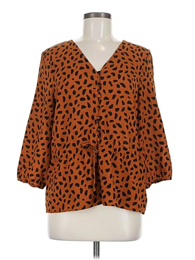 Pre-owned Everly 3/4 Sleeve Blouse In Orange