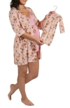Everly Grey Adaline During & After 5-piece Maternity/nursing Sleep Set In Camellia