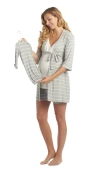 Everly Grey Adaline During & After 5-piece Maternity/nursing Sleep Set For Mom & Baby In Gray
