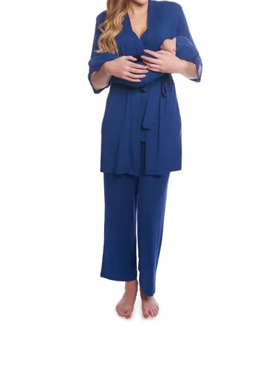 Everly Grey Analise 5 Piece Pajama Set In Denim Blue