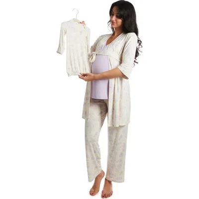 Everly Grey Analise During & After 5-piece Maternity/nursing Sleep Set For Mom & Baby