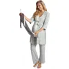 Everly Grey Analise During & After 5-piece Maternity/nursing Sleep Set In Gray