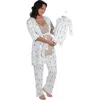 Everly Grey Analise During & After 5-piece Maternity/nursing Sleep Set For Mom & Baby In White