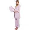 Everly Grey Analise During & After 5-piece Maternity/nursing Sleep Set For Mom & Baby In Purple