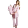 Everly Grey Analise During & After 5-piece Maternity/nursing Sleep Set For Mom & Baby In Pink