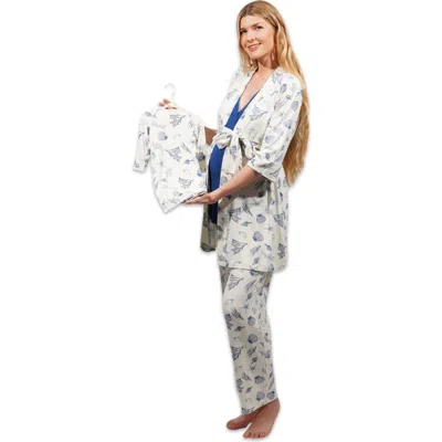 Everly Grey Analise During & After 5-piece Maternity/nursing Sleep Set For Mom & Baby In White