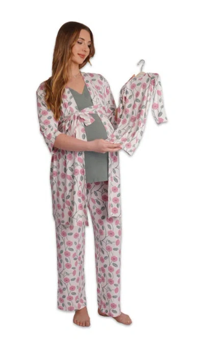 Everly Grey Analise During & After 5-piece Maternity/nursing Sleep Set For Mom & Baby In Multi