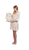 Everly Grey Carolyn During & After 4-piece Maternity/nursing Sleep Set For Mom & Baby In Neutral