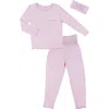 Everly Grey Kids'  Charlie Fitted Long Sleeve 3-piece Pajamas In Pink