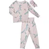 Everly Grey Kids'  Charlie Fitted Long Sleeve 3-piece Pajamas In Pink