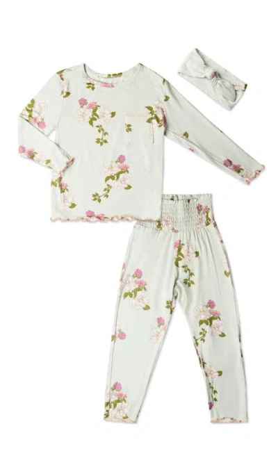 Everly Grey Kids'  Charlie Fitted Long Sleeve 3-piece Pajamas In Neutral