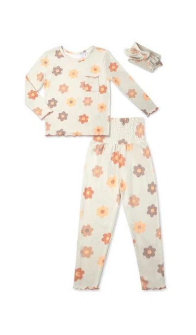 Everly Grey Babies'  Charlie Fitted Long Sleeve 3-piece Pajamas In Neutral