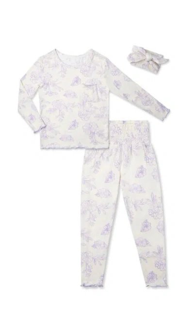 Everly Grey Babies'  Charlie Fitted Long Sleeve 3-piece Pajamas In Purple