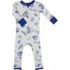 Everly Grey Babies'  Convertible Romper Fitted Long Sleeve Pajama In Blue