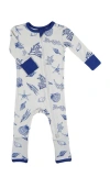 Everly Grey Babies'  Convertible Romper Fitted Long Sleeve Pajama In Blue