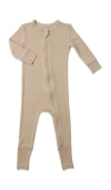 Everly Grey Babies'  Convertible Romper Fitted Long Sleeve Pajama In Brown