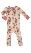Everly Grey Babies'  Convertible Romper Fitted Long Sleeve Pajama In Pink