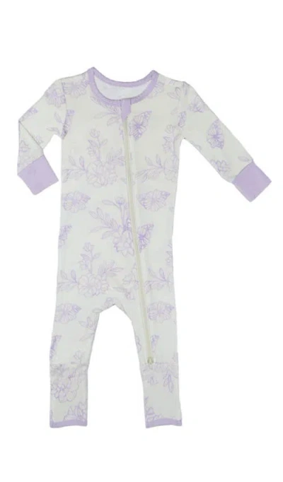 Everly Grey Babies'  Convertible Romper Fitted Long Sleeve Pajama In Purple