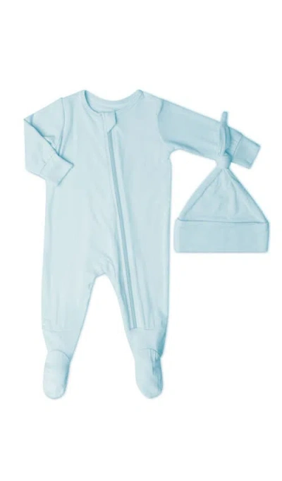 Everly Grey Kids'  Jersey Long Sleeve Footie & Hat Set In Blue