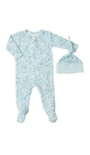 Everly Grey Kids'  Jersey Long Sleeve Footie & Hat Set In Blue