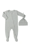 Everly Grey Kids'  Jersey Long Sleeve Footie & Hat Set In Gray