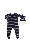 Everly Grey Kids'  Jersey Long Sleeve Footie & Hat Set In Multi