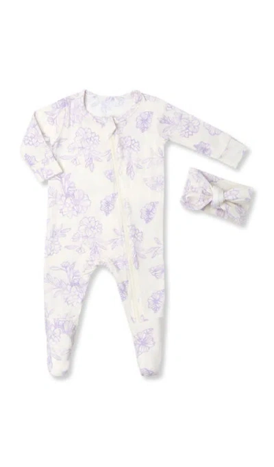 Everly Grey Babies'  Jersey Long Sleeve Footie & Head Wrap Set In White