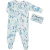 Everly Grey Convertible Romper Fitted Long Sleeve Pajama In Blue