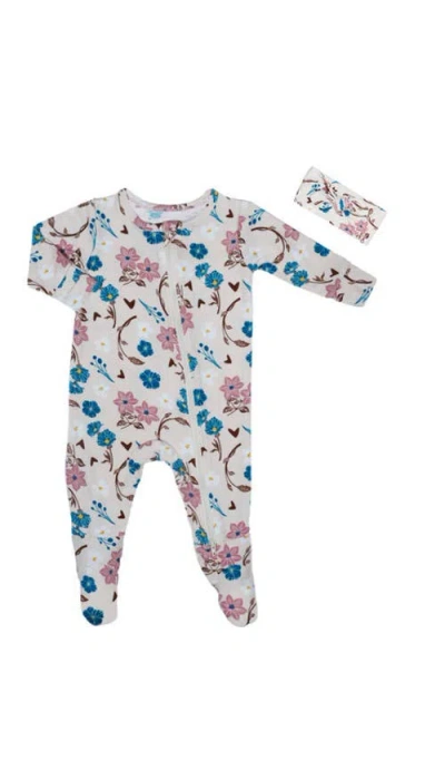 Everly Grey Babies'  Jersey Long Sleeve Footie & Head Wrap Set In Multi