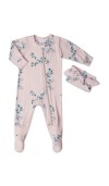 Everly Grey Babies'  Jersey Long Sleeve Footie & Head Wrap Set In Pink