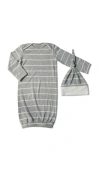 Everly Grey Babies'  Long Sleeve Gown & Hat Set In Gray