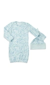 Everly Grey Babies'  Long Sleeve Gown & Hat Set In Blue