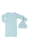 Everly Grey Babies'  Long Sleeve Gown & Hat Set In Blue