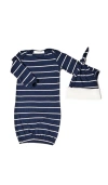 Everly Grey Babies'  Long Sleeve Gown & Hat Set In Blue
