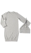 Everly Grey Babies'  Long Sleeve Gown & Hat Set In Gray