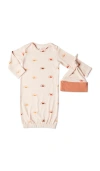 Everly Grey Long Sleeve Gown & Hat Set In Orange