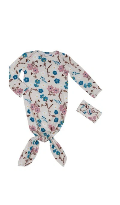 Everly Grey Babies'  Jersey Long Sleeve Footie & Head Wrap Set In Multi