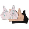 Everly Grey Paisley During & After 3-piece Maternity/nursing Sleep Bras In Multi