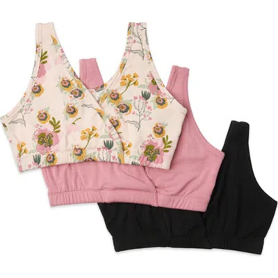 Everly Grey Paisley During & After 3-piece Maternity/nursing Sleep Bras In Pink